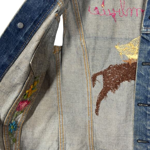 Vintage Levi's Denim Vest Embroidered Small Floral Horse Western Boho Festival - Picture 6 of 8